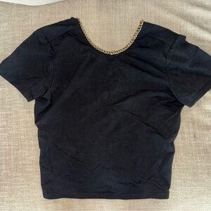 Generation Love Black Tee with Gold Chain Accent